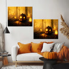 Pumpkin Lanterns in the Enchanted Forest Halloween Canvas Wall Art