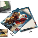 Santa Claus with Teddy Bear Christmas Canvas Wall Art, Santa Delivering Gifts on a Snowy Rooftop Holiday Decor