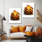 Pumpkin Flame Halloween Canvas Wall Art