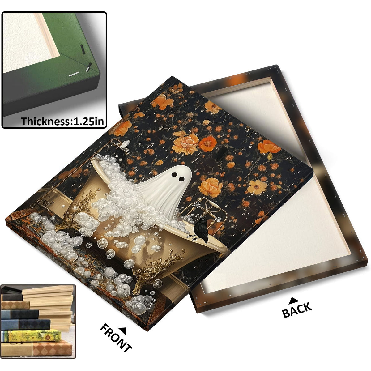 Cute Ghost in the Bathtub Halloween Wall Art