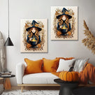 Enchanted Floral Witch Halloween Canvas Wall Art
