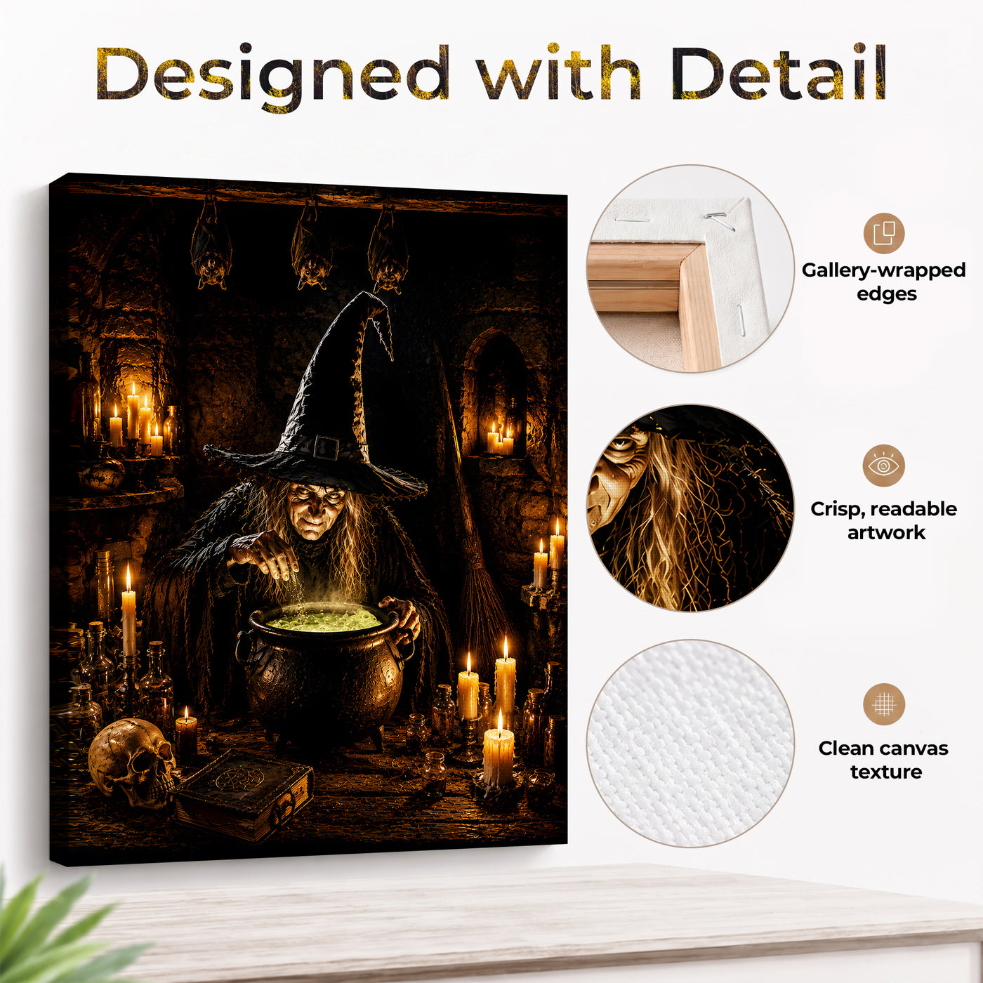 Witch’s Potion Halloween Canvas Wall Art, Gothic Witchcraft Decor