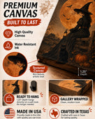 Witch Under the Harvest Moon Halloween Canvas Wall Art