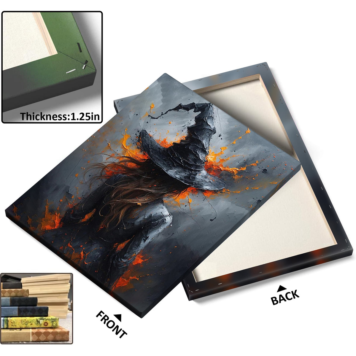 Ember Witch Halloween Canvas Wall Art