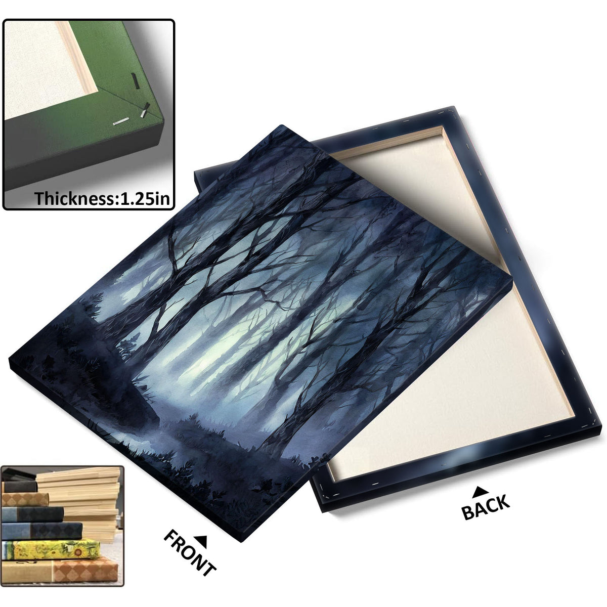 Haunted Misty Dark Forest Illustration Halloween Wall Art