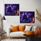 Purple Castle of Shadows Halloween Canvas Wall Art