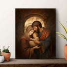 Holy Family Portrait Canvas Wall Art – Mary, Joseph and Baby Jesus Religious Home Decor