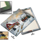 Christmas Tree Farm Canvas Wall Art, Snowy Rustic Farmhouse Landscape with Horse Cart Holiday Decor