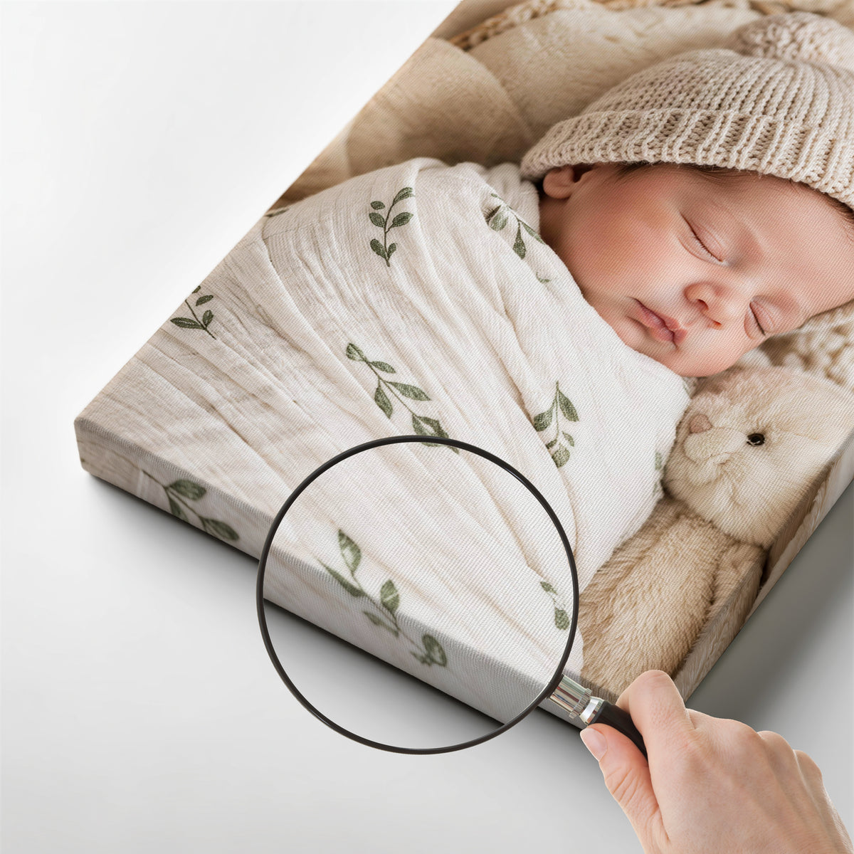 Custom Baby Photo Canvas Print – Personalized Newborn Portrait Wall Art
