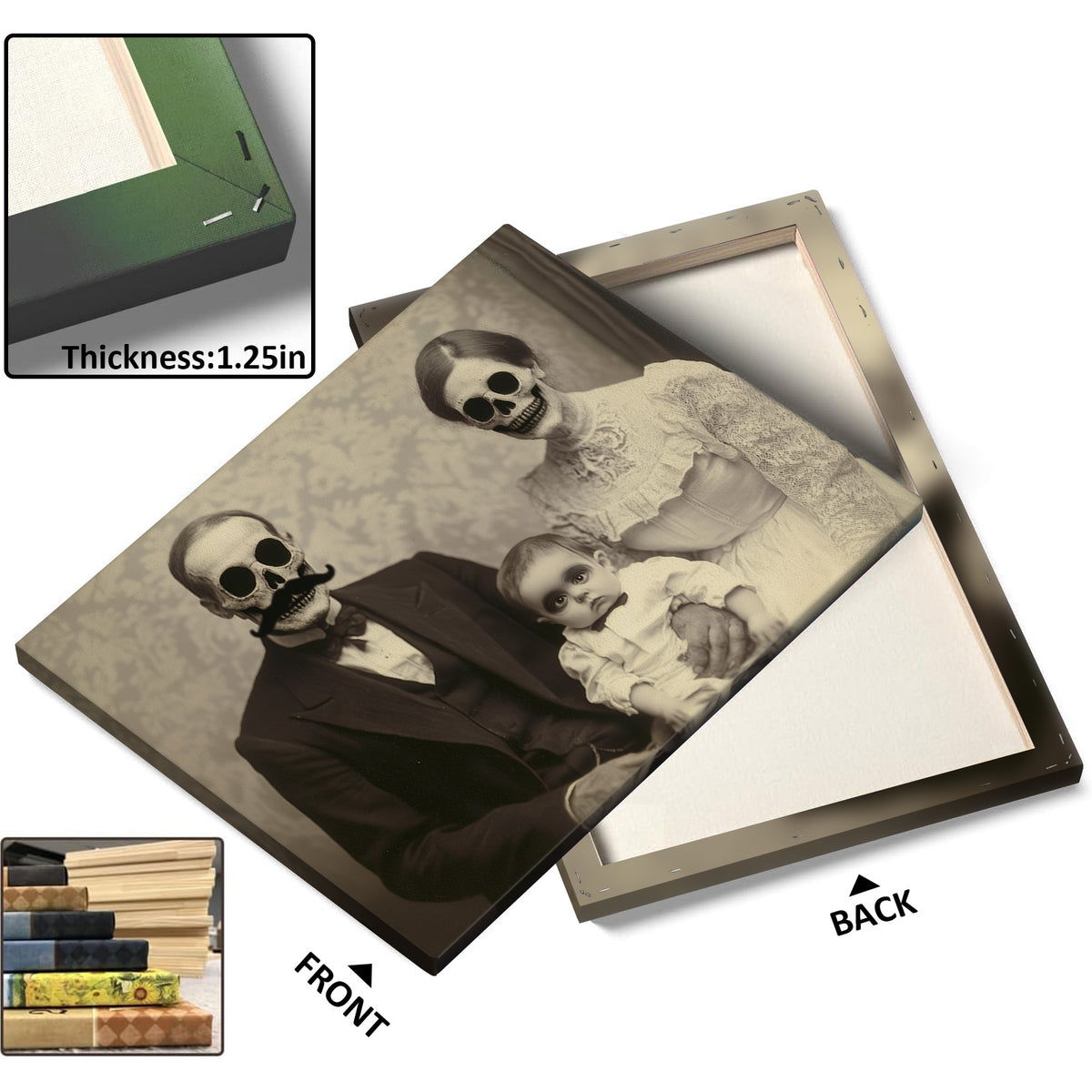 Skeleton Family Portrait Vintage Gothic Family Portrait Painting Wall Art