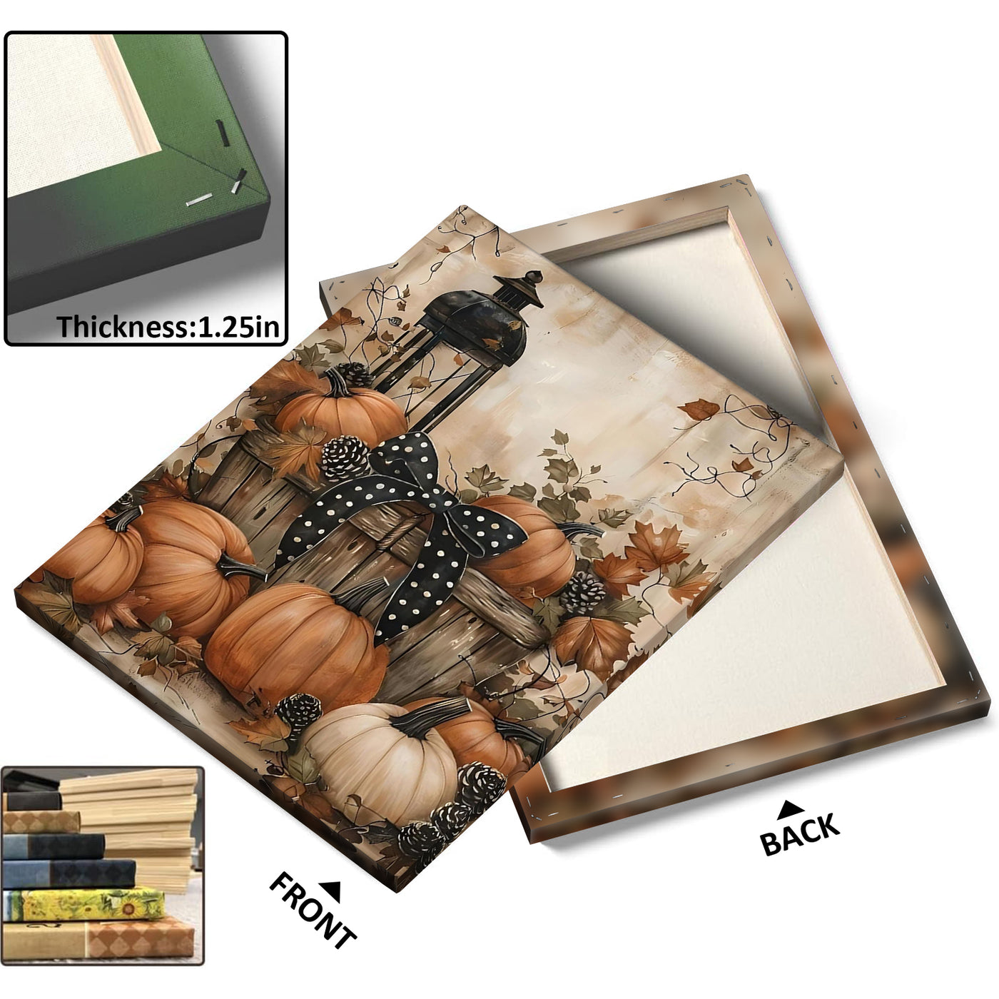 Rustic Pumpkin Harvest Halloween Canvas Wall Art