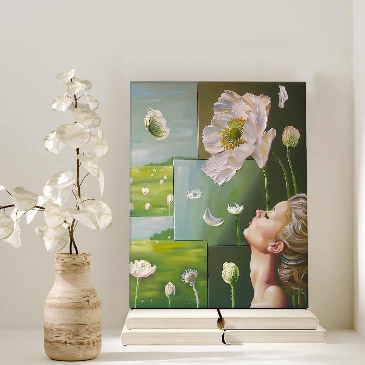 Ethereal Green Botanical Portrait Wall Art