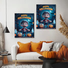 Little Zombie’s Halloween Night Canvas Wall Art for Kids