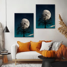 Moonlit Owl Tree Halloween Canvas Wall Art