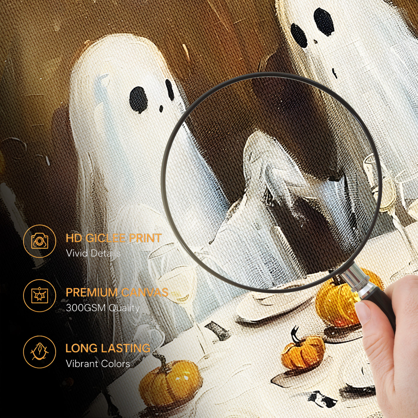 Little Ghosts Celebrate Halloween at Home Wall Art
