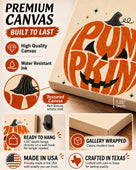 Retro Autumn Pumpkin Typography Halloween Canvas Wall Art