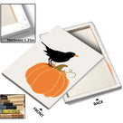 Halloween Minimalist Crow on Pumpkin Illustration and Pumpkin Wall Art