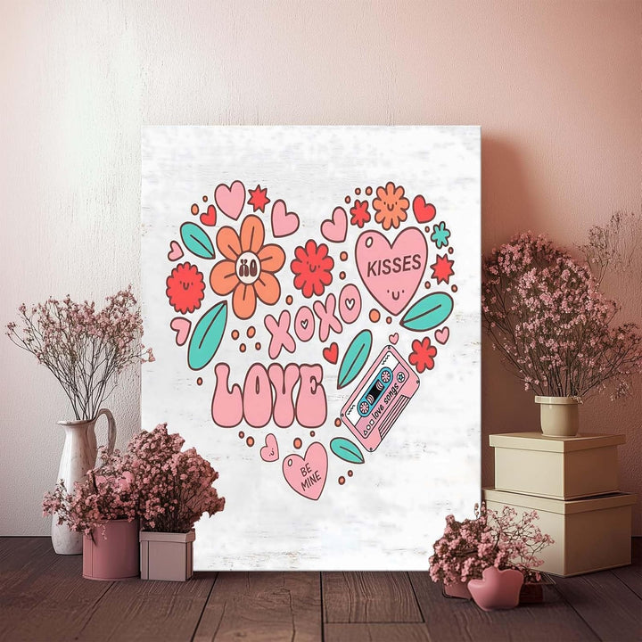 Cute Heart with Cute Flowers and Love Elements