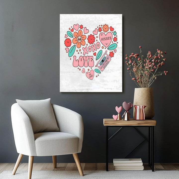 Cute Heart with Cute Flowers and Love Elements