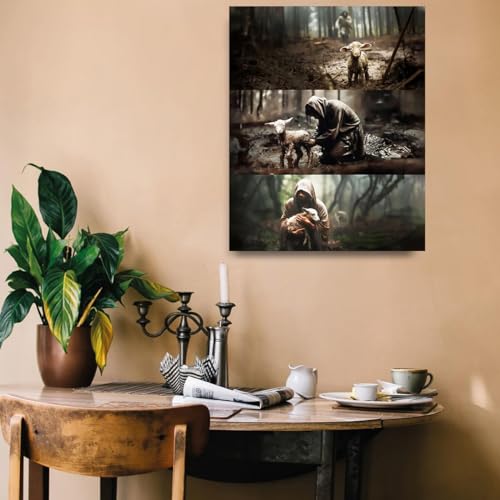 Jesus and Lamb Canvas Wall Art