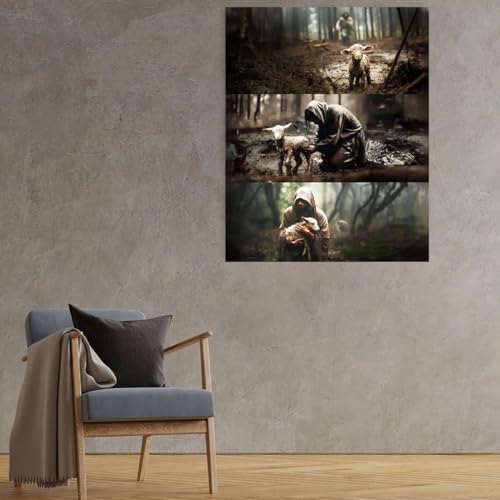 Jesus and Lamb Canvas Wall Art