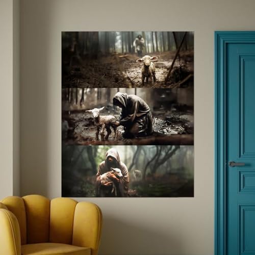 Jesus and Lamb Canvas Wall Art