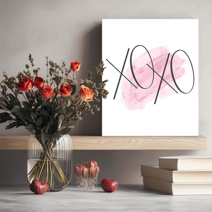 Romantic Valentine Pictures Print Couple Gift Pink Watercolor Design