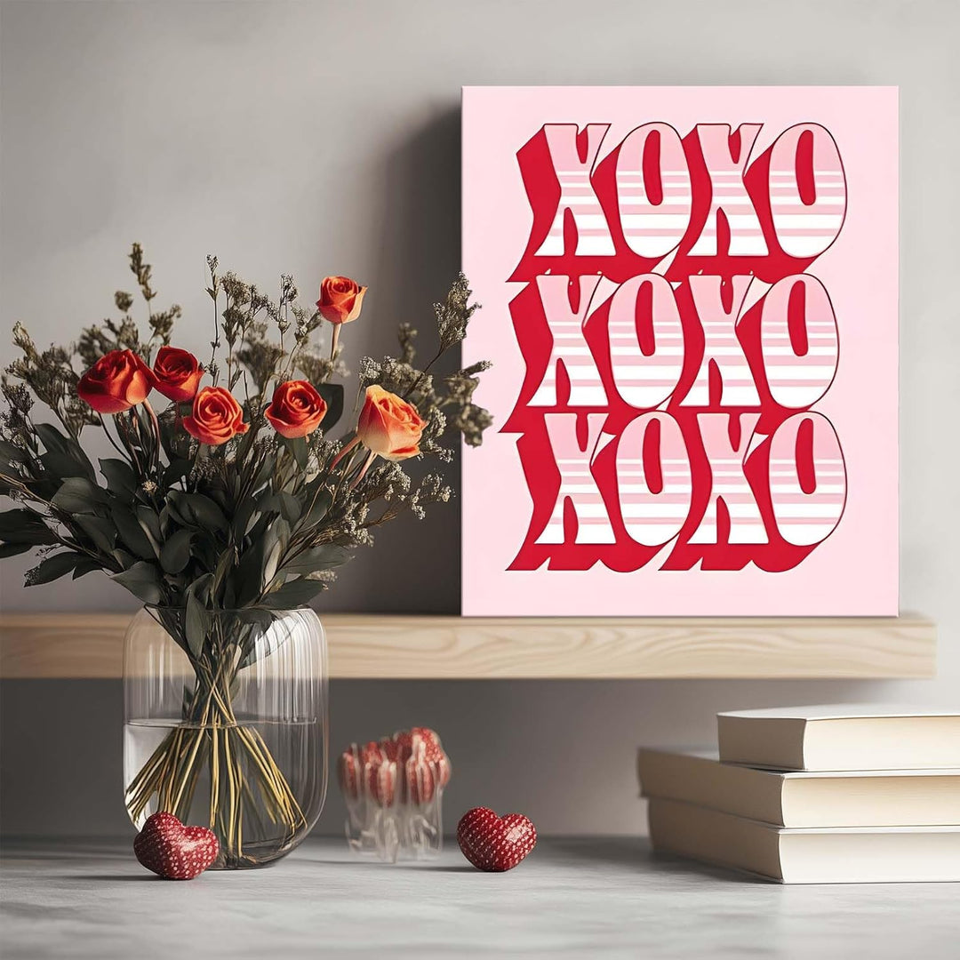 Romantic Valentine Pictures Print Typography in Red and Pink Print