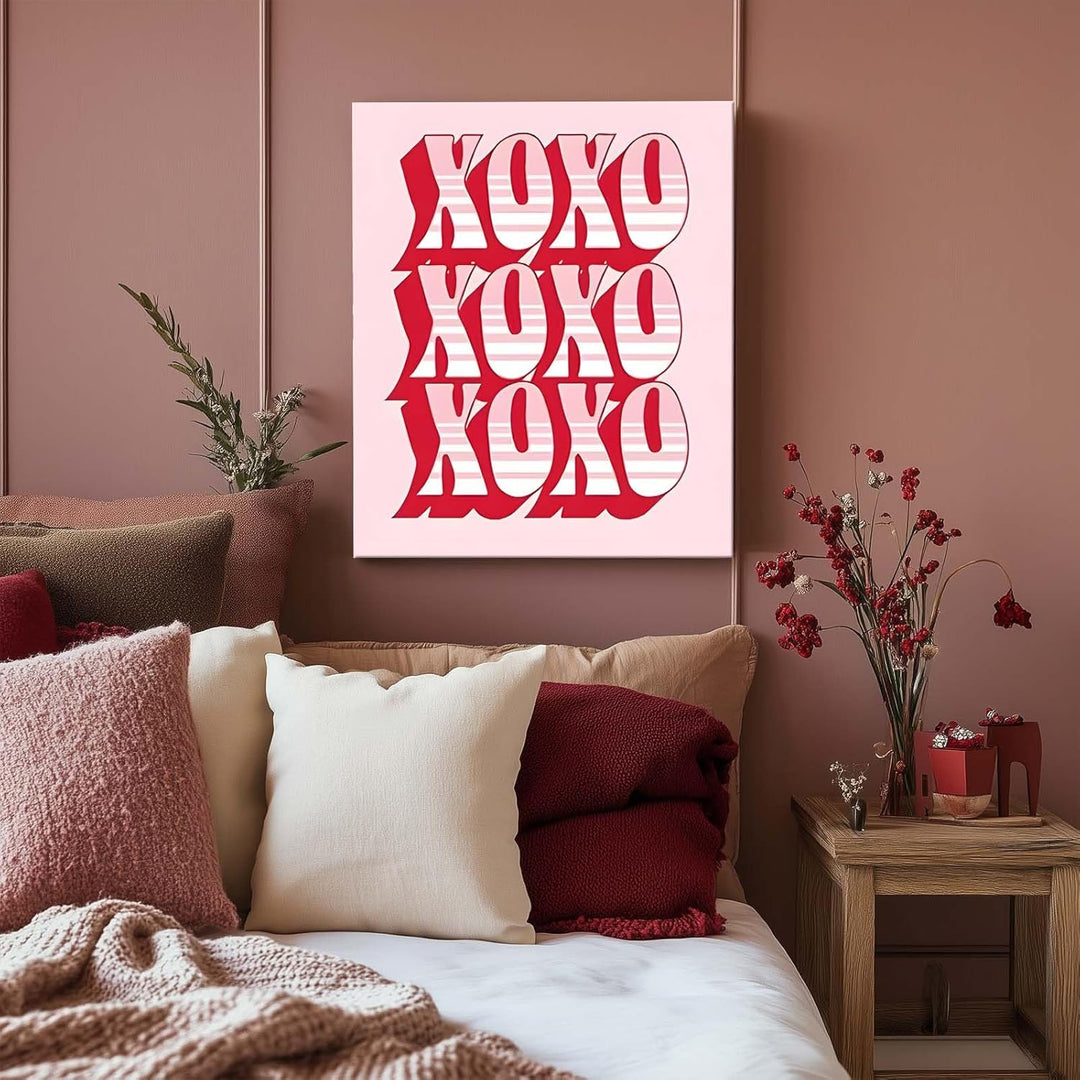 Romantic Valentine Pictures Print Typography in Red and Pink Print