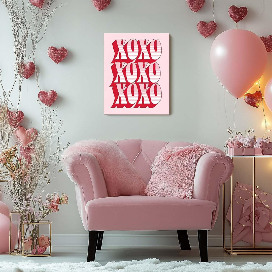 Romantic Valentine Pictures Print Typography in Red and Pink Print