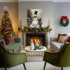 Snowman and Children Christmas Canvas Wall Art, Winter Family Holiday Artwork for Living Room, Bedroom and Entryway