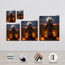 Moonlit Pumpkin Field Scarecrow Halloween Canvas Wall Art