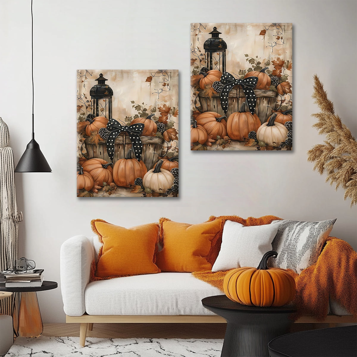Rustic Pumpkin Harvest Halloween Canvas Wall Art