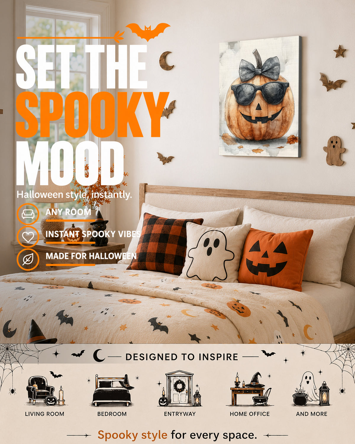 Cool Pumpkin Halloween Canvas Wall Art