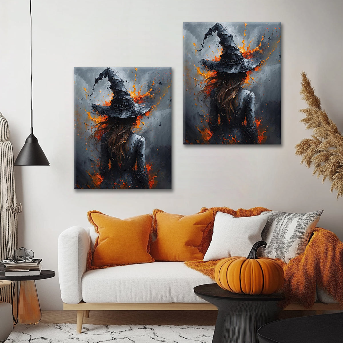 Ember Witch Halloween Canvas Wall Art
