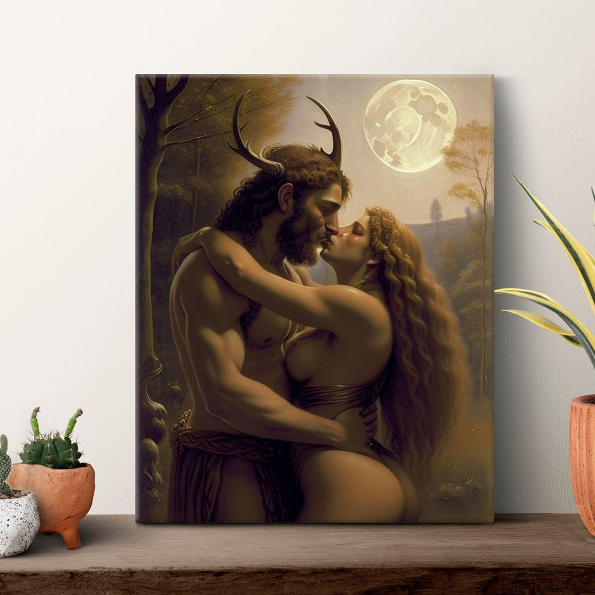 Mythical Lovers Painting Moonlit Romance Wall Art