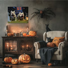 Spooky Skeleton Bulldogs in a Haunted Graveyard Illustration Dogs Wall Art