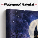 Gothic Castle and Bats Halloween Canvas Wall Art, Dark Fantasy Fall Decor for Living Room, Bedroom and Office