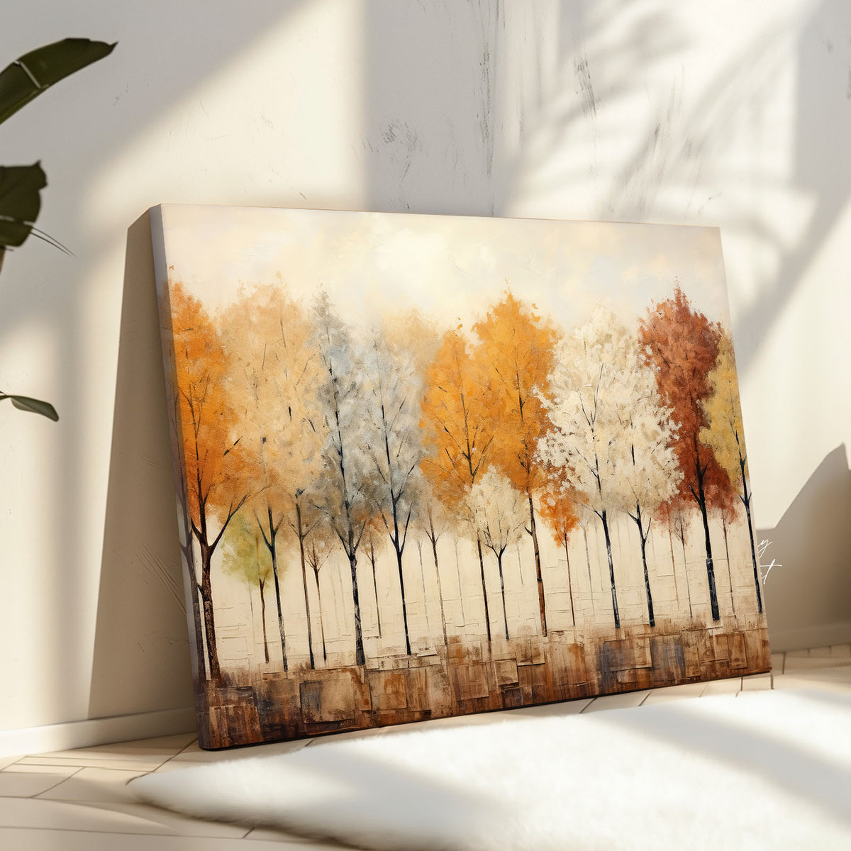 Modern Abstract Autumn Tree Landscape Painting Forest Wall Art
