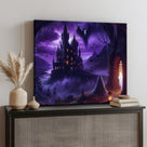 Purple Castle of Shadows Halloween Canvas Wall Art