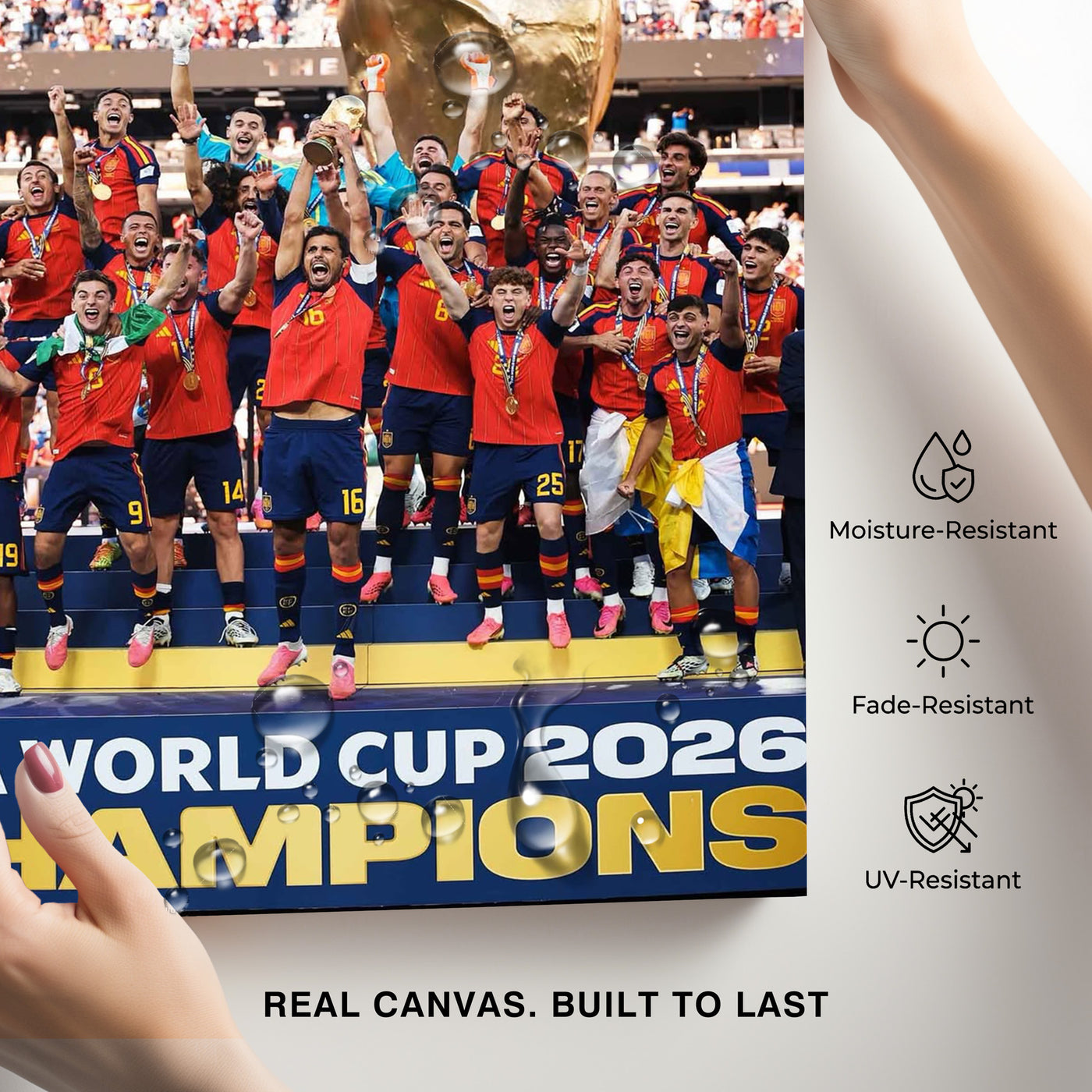 Spain Soccer Team Champions Canvas Wall Art – Trophy Celebration Print