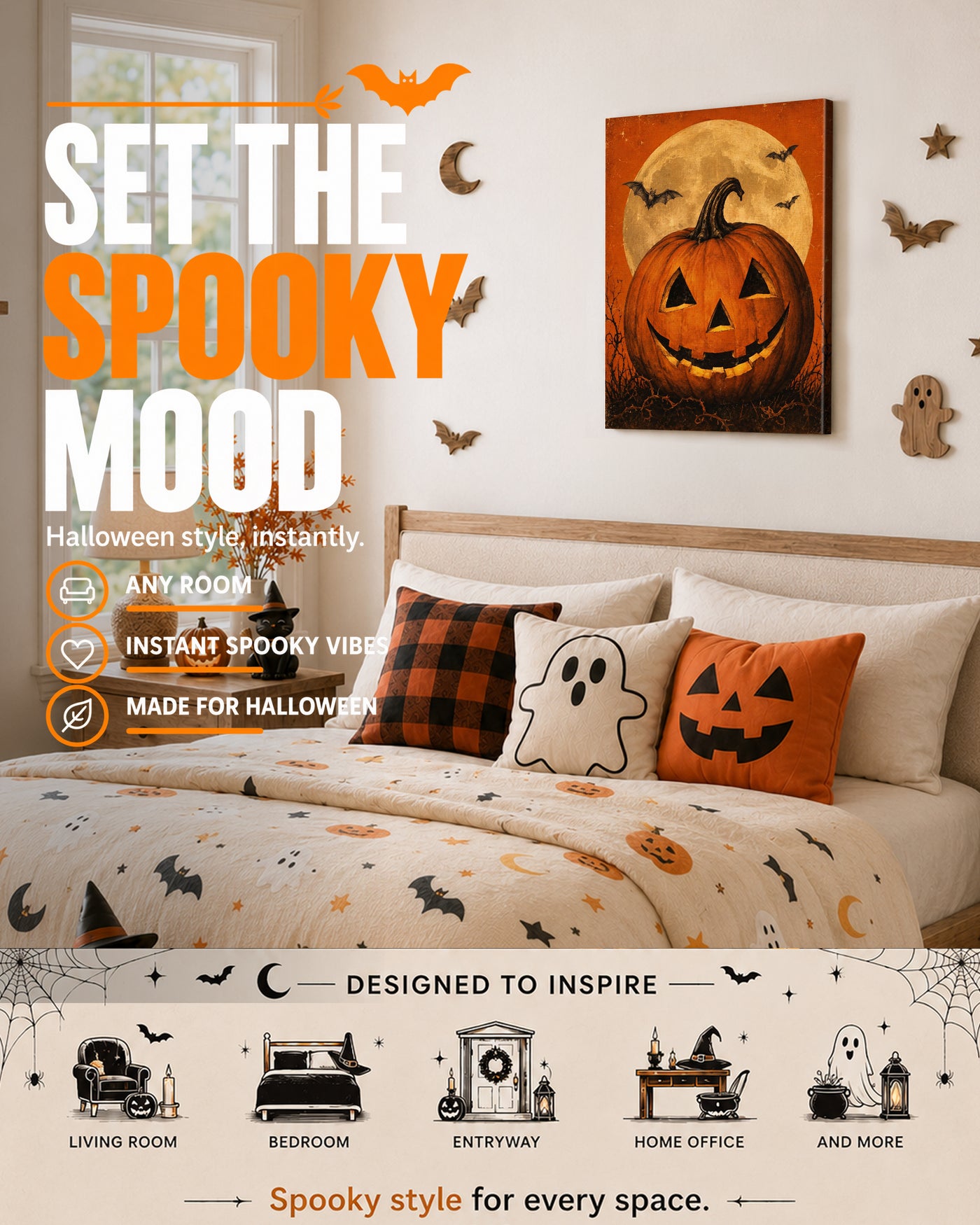 Vintage Jack-o’-Lantern Halloween Canvas Wall Art