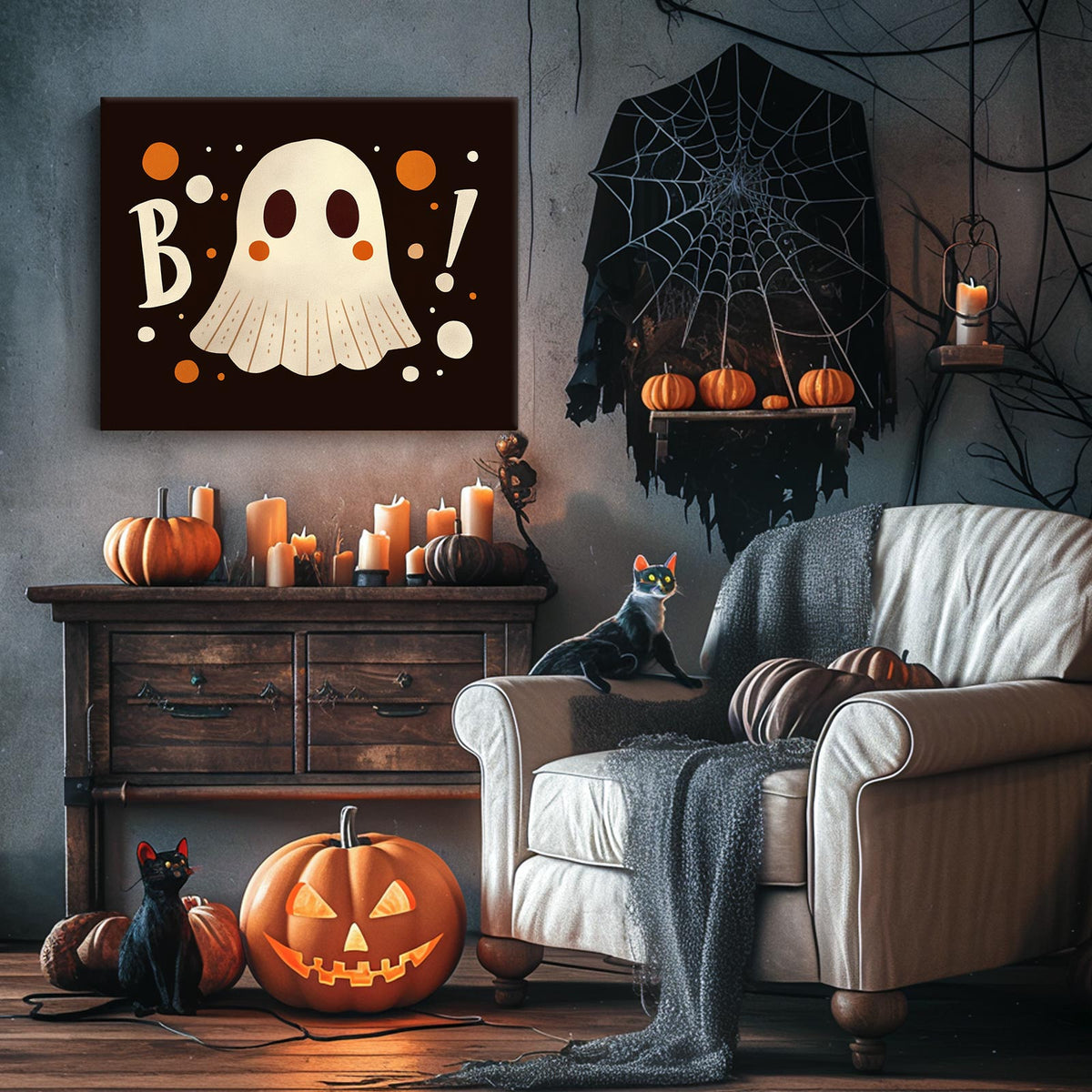 Cute Halloween Ghosts and Friends Wall Art