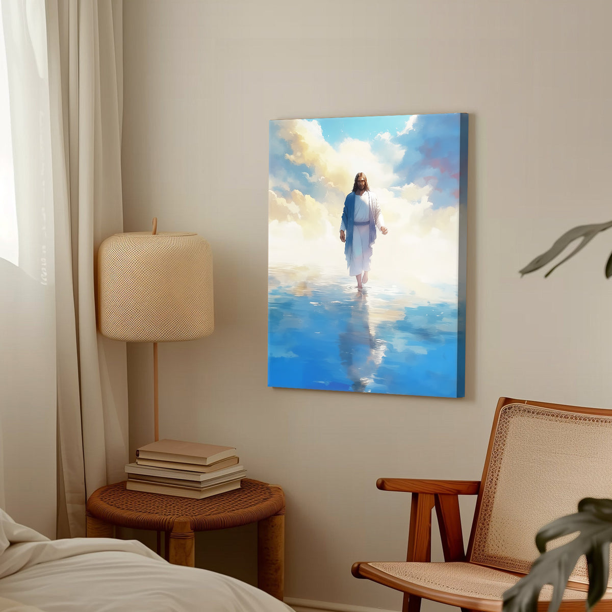 Christian Jesus Walking on Water Inspirational Painting Religious Wall Art