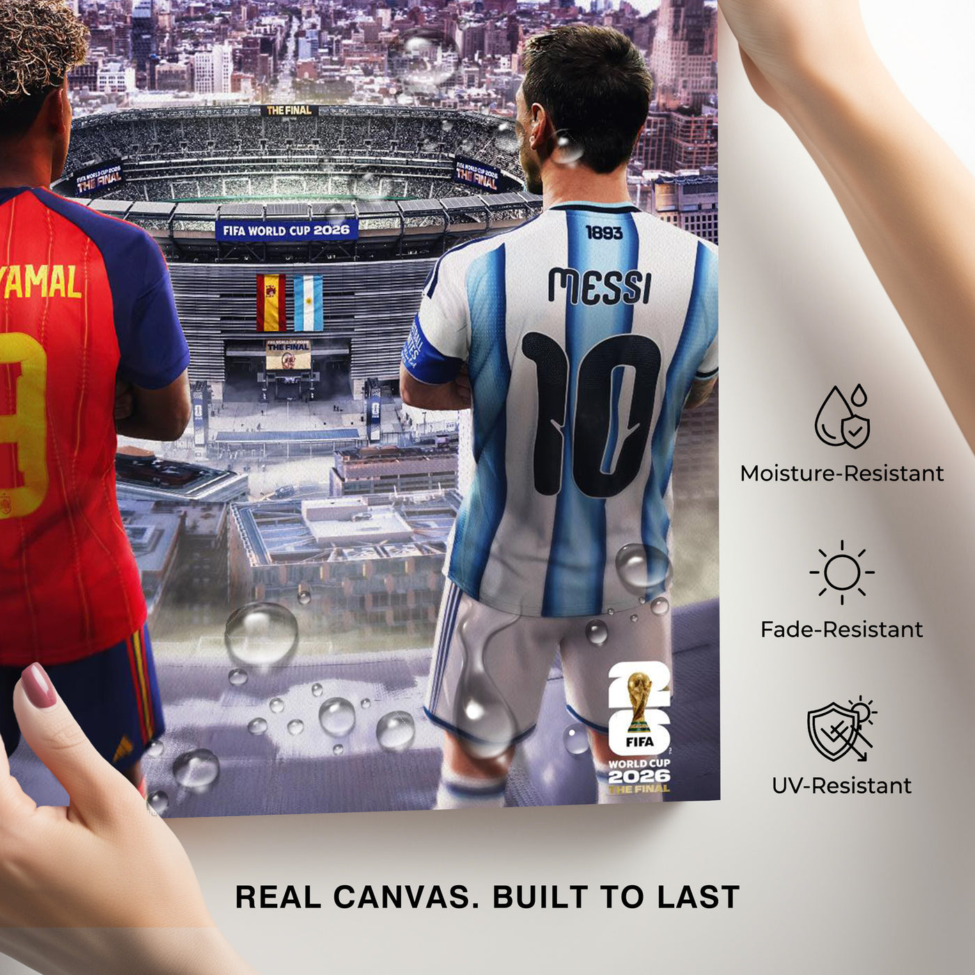 Lamine Yamal vs Lionel Messi Final Showdown Canvas Wall Art – Soccer Legends Print