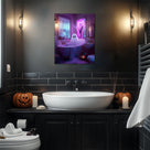 Cute Ghost in the Haunted Bathroom Wall Art