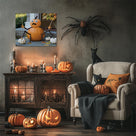 Funny Pumpkin Spider Canvas Wall Art – Cute Halloween Porch and Home Decor