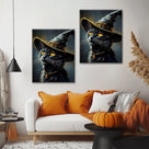 Bewitched Black Cat Halloween Canvas Wall Art