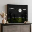 Moonlit Haunted Meadow Halloween Canvas Wall Art