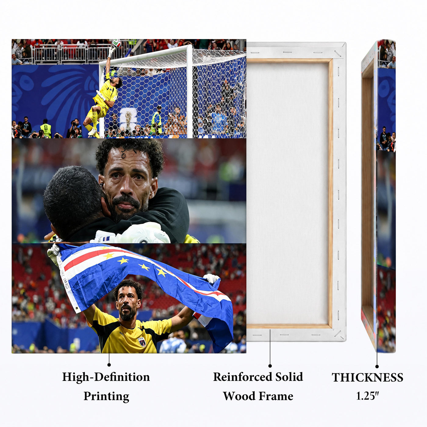 Cape Verde Goalkeeper Emotional Match Moments Canvas Wall Art – Soccer Collage Print